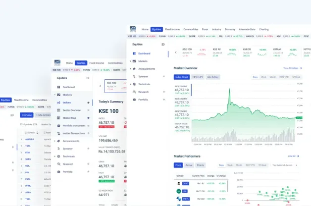 Redesigned CapitalStake analytics platform with equities, market overview and charts