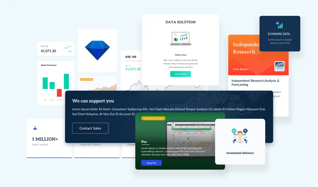 Illustrations and UI components for the CapitalStake website