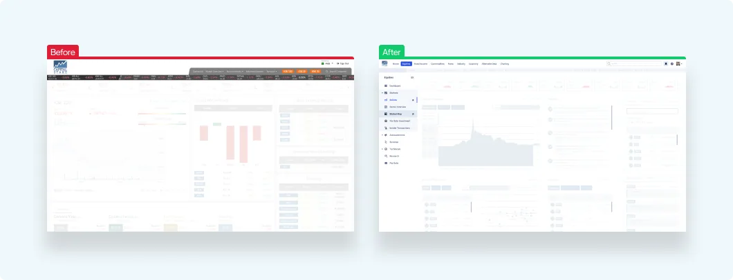 The old navigation compared with the new navigation