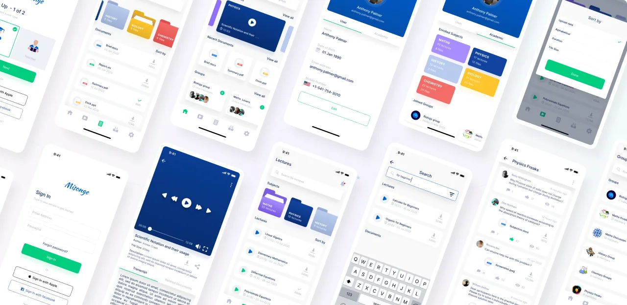 Misonge mobile app screens