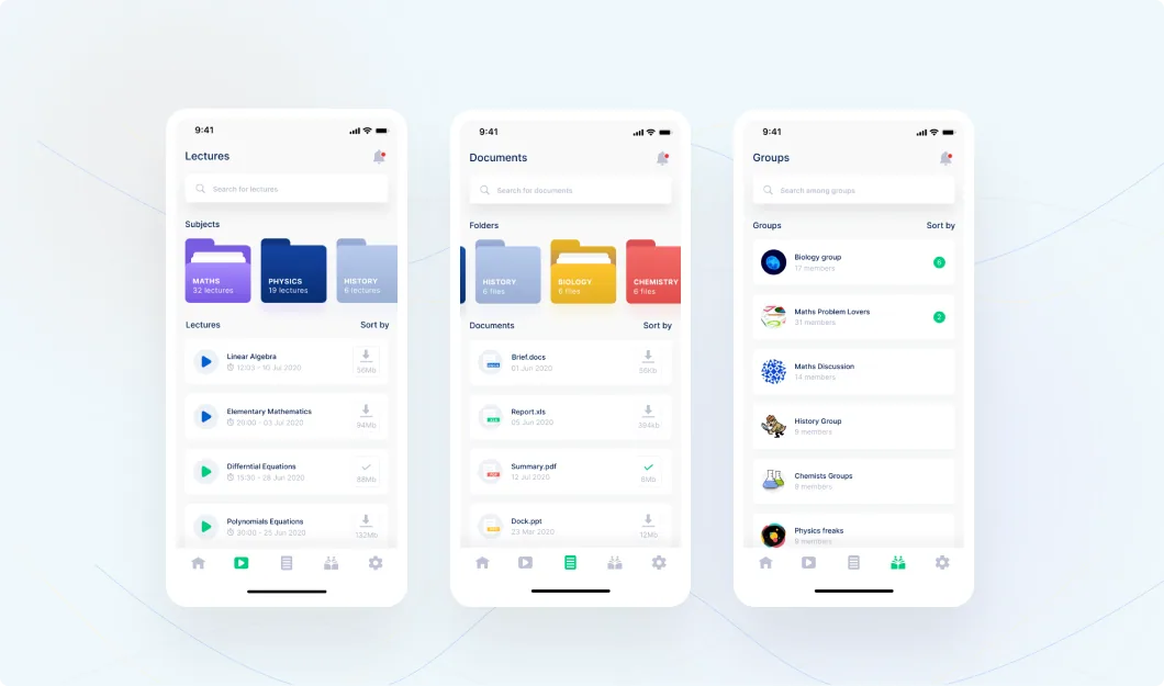 Navigation screens