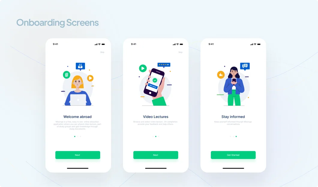 Onboarding screens