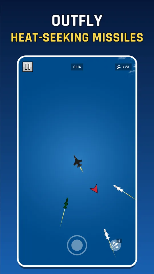 Outfly heat-seeking missiles: a jet chased by three missiles